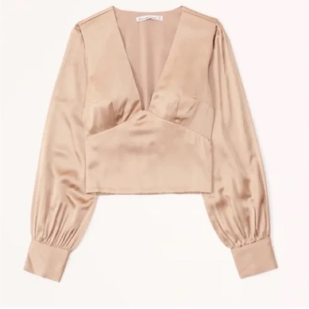 ABERCROMBIE AND FITCH Silk Puff Sleeve Long Sleeve Top